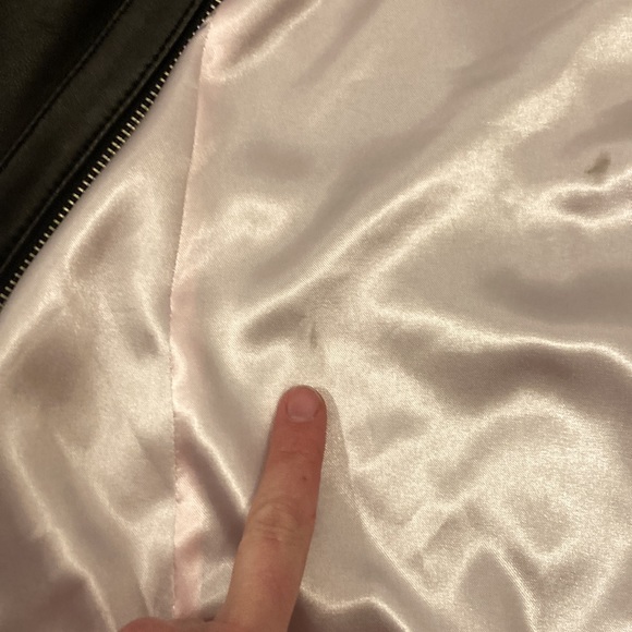 Guess genuine leather coat ruching on front and large knit collar size M GUC - Picture 8 of 13